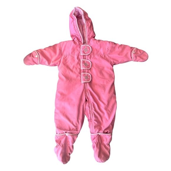 Vintage Carter's Pink Tulip Embroidered Bunting Snowsuit 24 Months - Picture 1 of 8